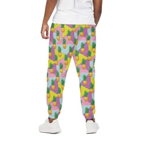 Zigzag Pineapple Pattern Print Cotton Sweatpants