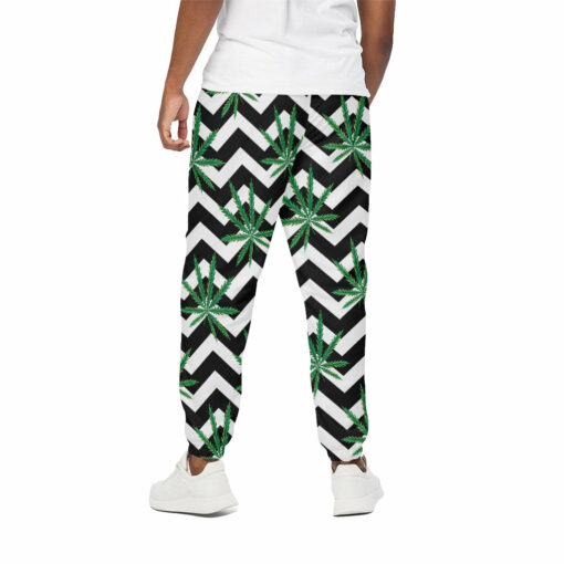 Zigzag Weed Pattern Print Cotton Sweatpants