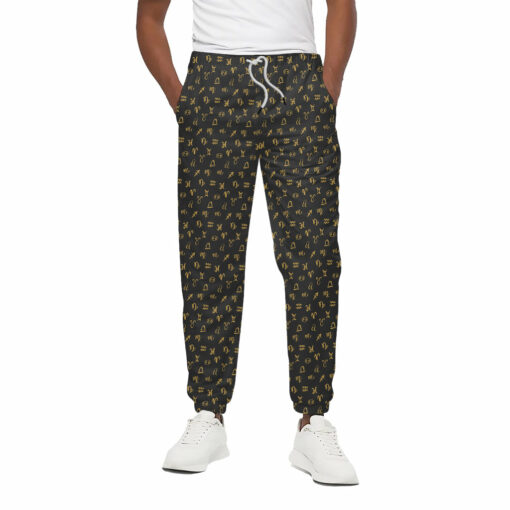 Zodiac Astrological Signs Pattern Print Cotton Sweatpants