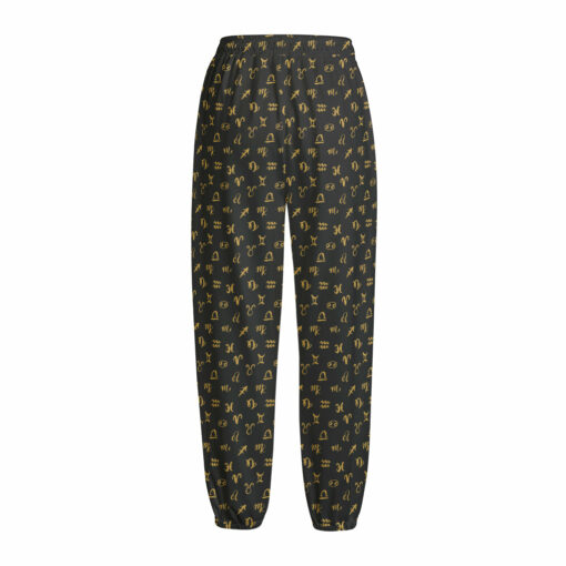 Zodiac Astrological Signs Pattern Print Fleece Lined Knit Pants