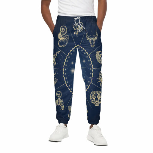 Zodiac Astrology Symbols Print Cotton Sweatpants