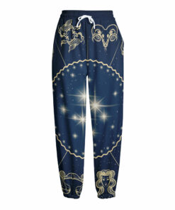 Zodiac Astrology Symbols Print Fleece Lined Knit Pants