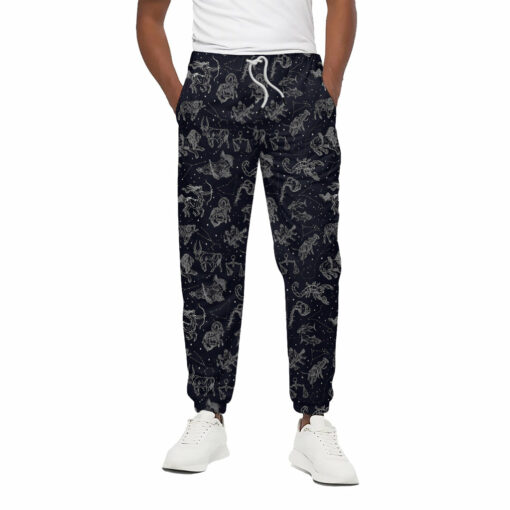 Zodiac Constellation Pattern Print Cotton Sweatpants