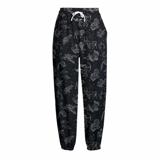 Zodiac Constellation Pattern Print Fleece Lined Knit Pants