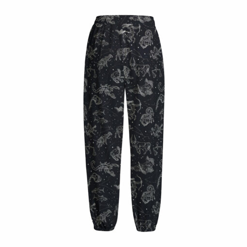 Zodiac Constellation Pattern Print Fleece Lined Knit Pants