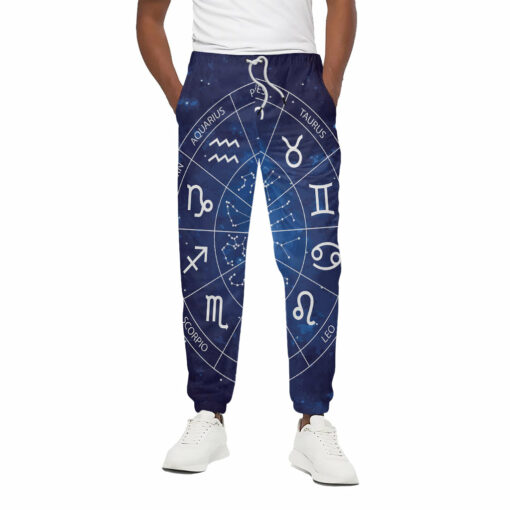 Zodiac Signs Wheel Print Cotton Sweatpants