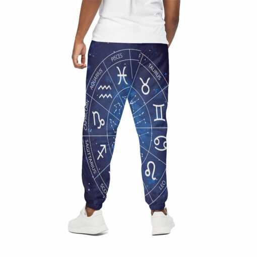 Zodiac Signs Wheel Print Cotton Sweatpants