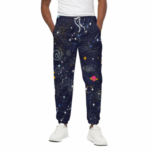 Zodiac Star Signs Galaxy Space Print Cotton Sweatpants