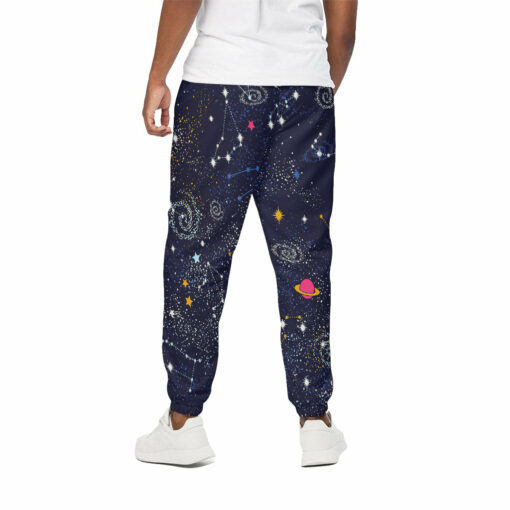 Zodiac Star Signs Galaxy Space Print Cotton Sweatpants