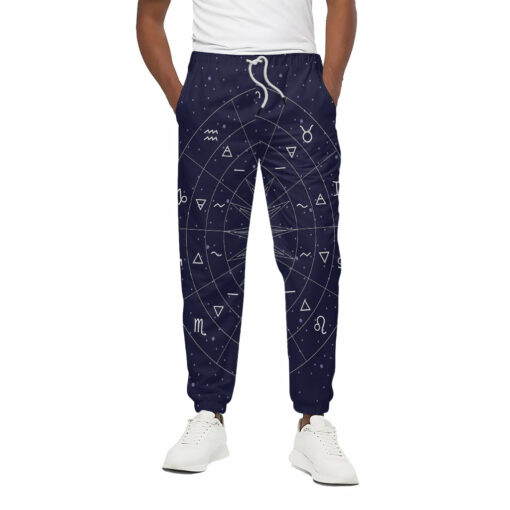 Zodiac Symbols Circle Print Cotton Sweatpants