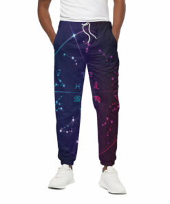 Zodiac Symbols Wheel Print Cotton Sweatpants