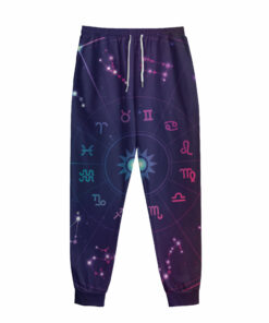 Zodiac Symbols Wheel Print Sweatpants