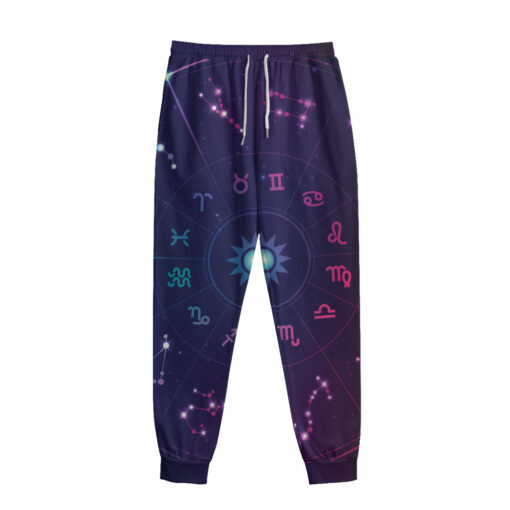 Zodiac Symbols Wheel Print Sweatpants