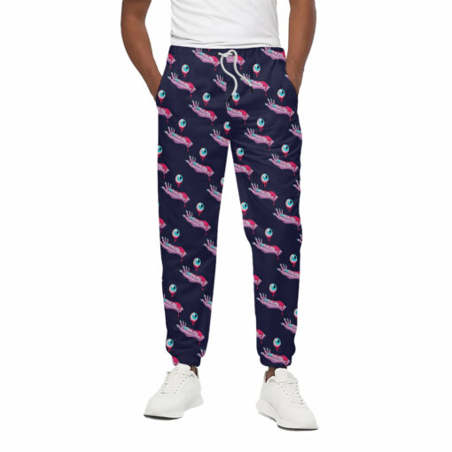 Zombie Eyeball Pattern Print Cotton Sweatpants