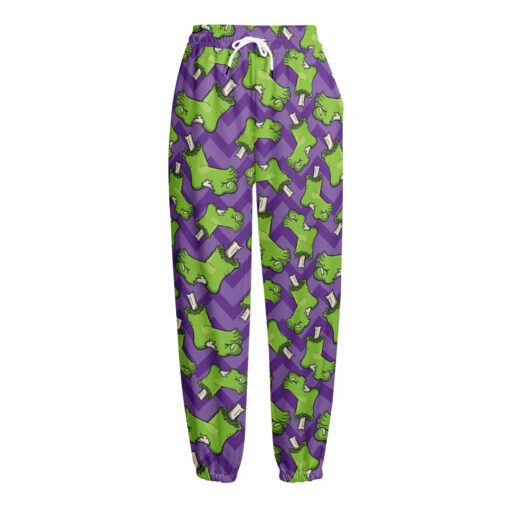 Zombie Foot Pattern Print Fleece Lined Knit Pants
