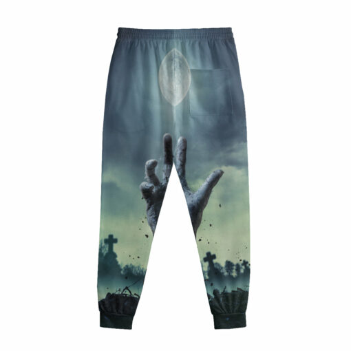 Zombie Hand Rising From Grave Print Sweatpants