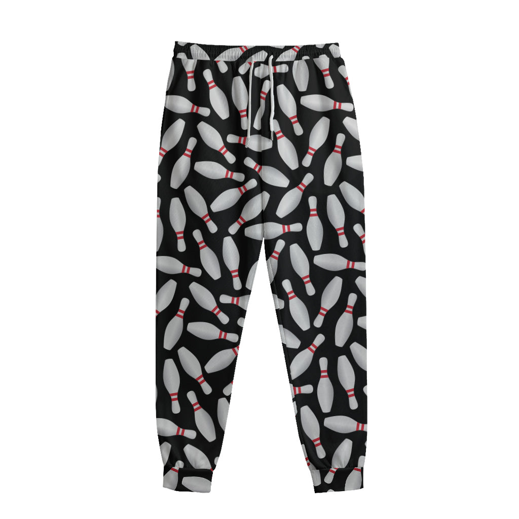 Black Bowling Pins Pattern Print Sweatpants Black Bowling Pins Pattern Print Sweatpants
