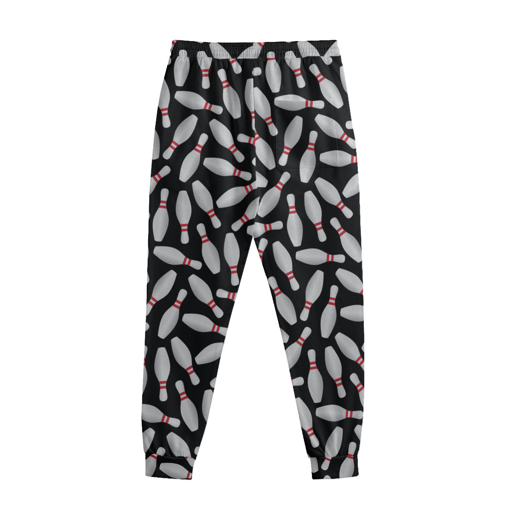 Black Bowling Pins Pattern Print Sweatpants Black Bowling Pins Pattern Print Sweatpants