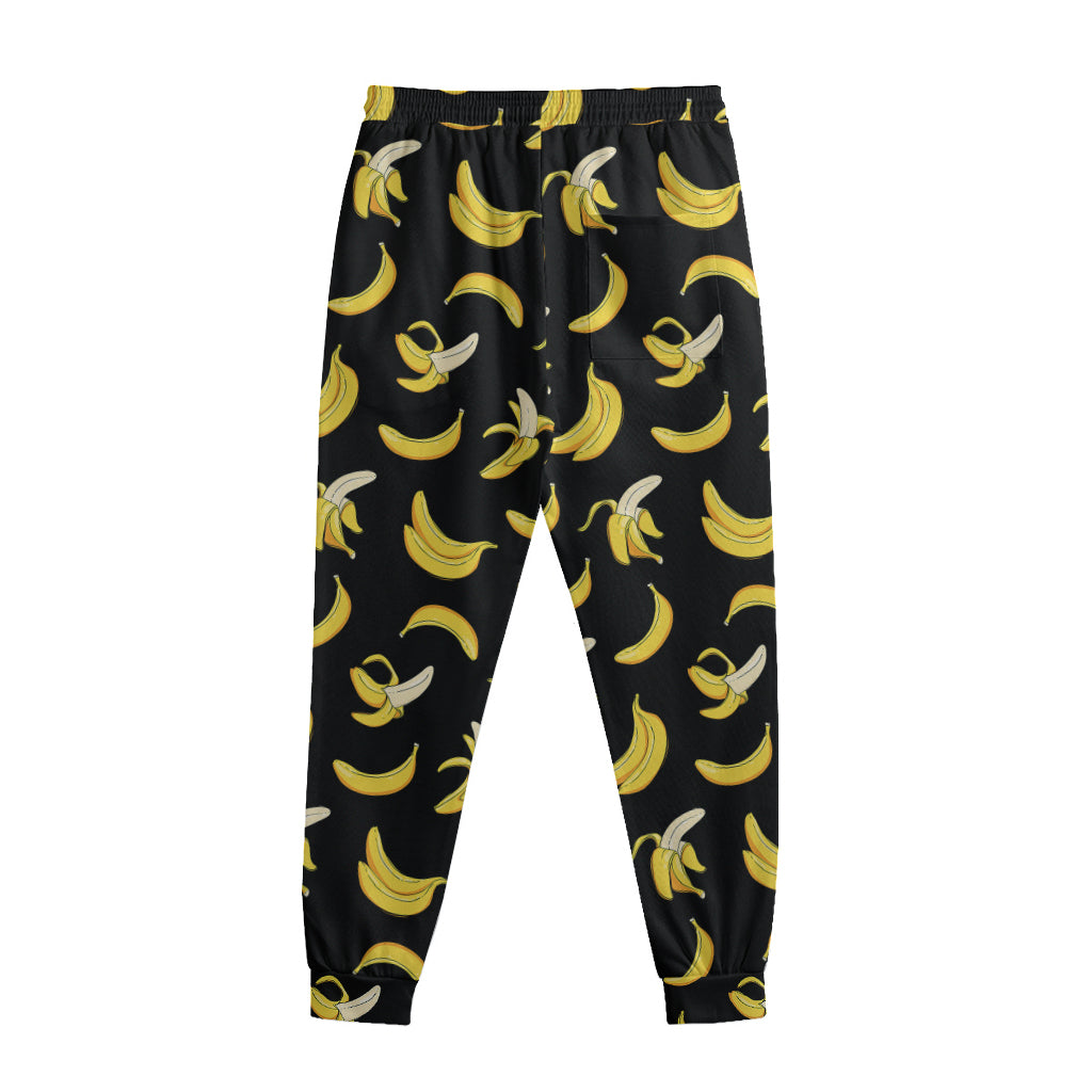 Black Cartoon Banana Pattern Print Sweatpants Black Cartoon Banana Pattern Print Sweatpants