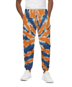 Blue And Orange Spider Tie Dye Print Cotton Sweatpants