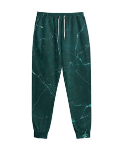Dark Green Marble Print Sweatpants