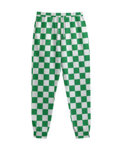 Green And White Checkered Pattern Print Sweatpants