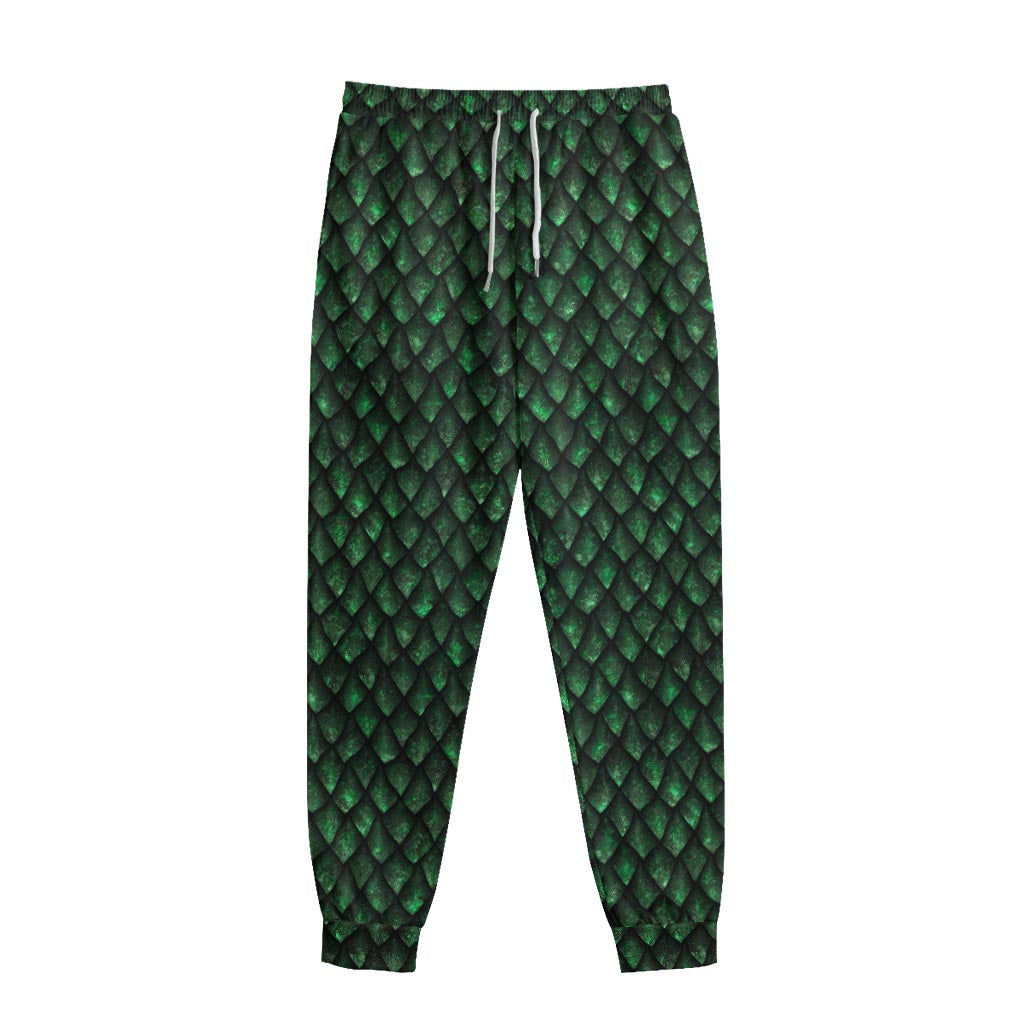 Green Dragon Scales Pattern Print Sweatpants Green Dragon Scales Pattern Print Sweatpants