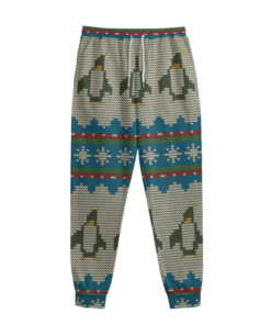 Xmas Penguin Pattern Print Sweatpants