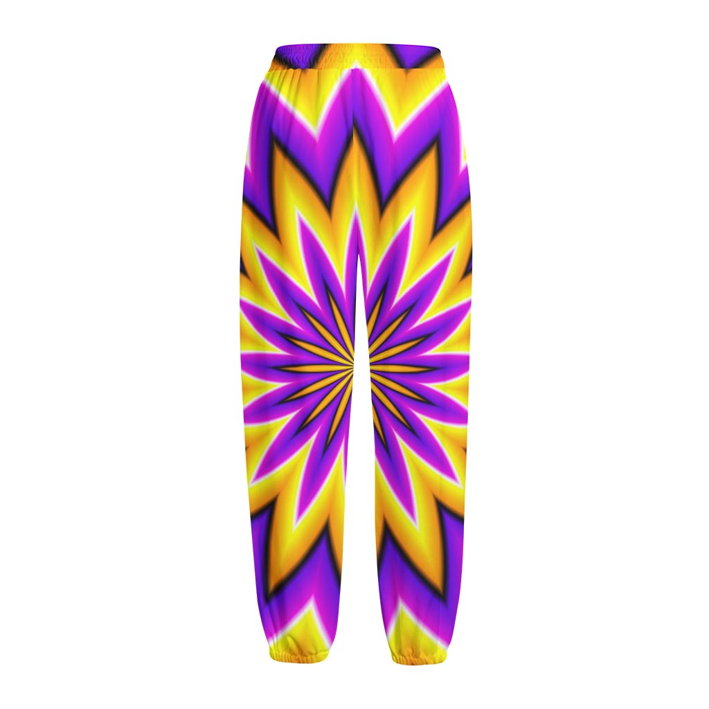 Yellow Flower Moving Optical Illusion Fleece Lined Knit Pants Yellow Flower Moving Optical Illusion Fleece Lined Knit Pants