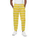 Yellow Harlequin Pattern Print Cotton Sweatpants