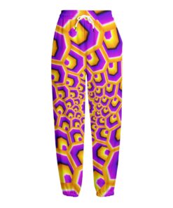 Yellow Hive Moving Optical Illusion Fleece Lined Knit Pants