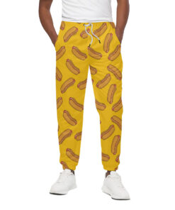Yellow Hot Dog Pattern Print Cotton Sweatpants
