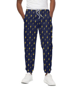 Yellow Lightning Bolts Pattern Print Cotton Sweatpants