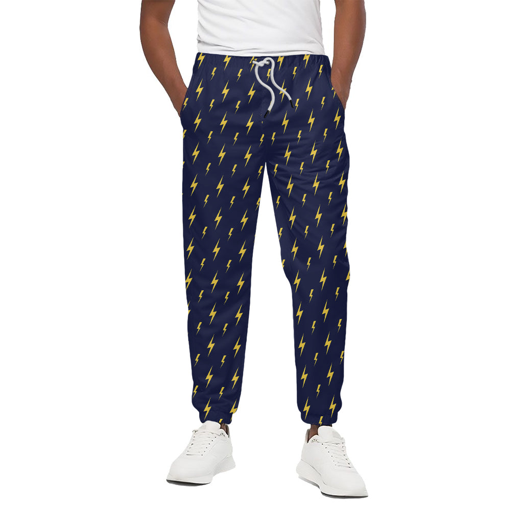 Yellow Lightning Bolts Pattern Print Cotton Sweatpants Yellow Lightning Bolts Pattern Print Cotton Sweatpants