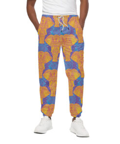 Yellow Mandala Elephant Pattern Print Cotton Sweatpants