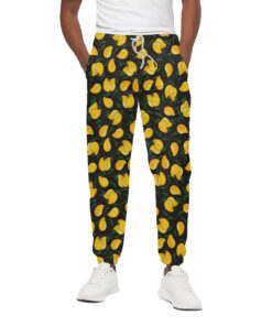 Yellow Mango Fruit Pattern Print Cotton Sweatpants