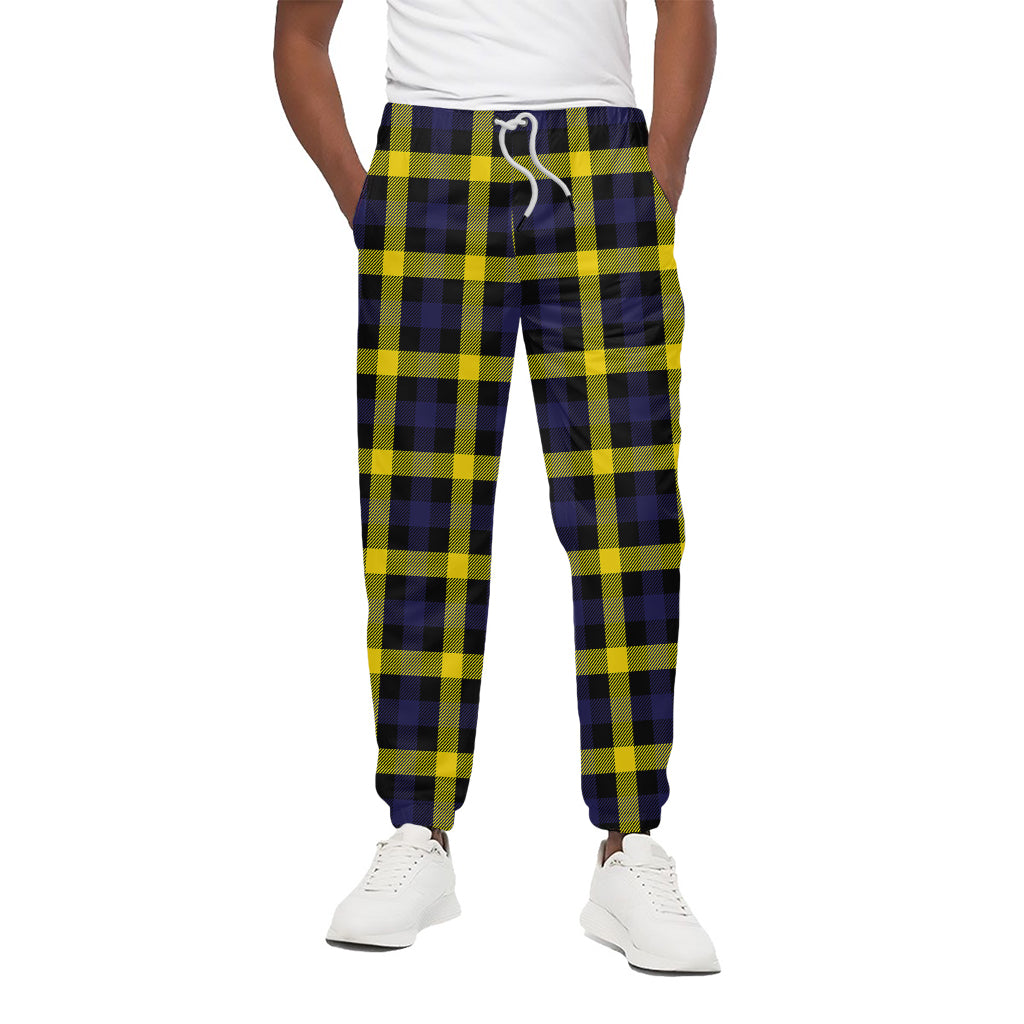 Yellow Navy And Black Plaid Print Cotton Sweatpants Yellow Navy And Black Plaid Print Cotton Sweatpants