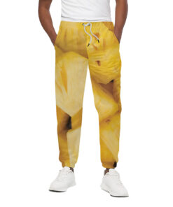 Yellow Pineapple Pieces Print Cotton Sweatpants