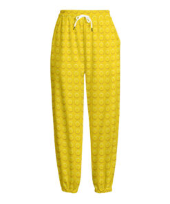 Yellow Plastic Building Blocks Print Fleece Lined Knit Pants