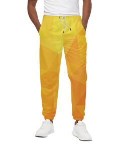 Yellow Polygonal Geometric Print Cotton Sweatpants