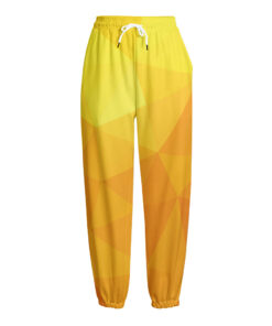 Yellow Polygonal Geometric Print Fleece Lined Knit Pants