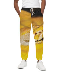 Yellow Python Snake Print Cotton Sweatpants