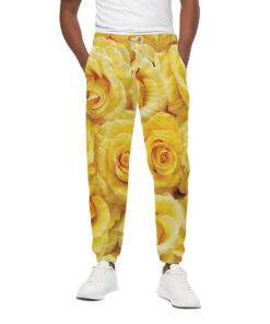 Yellow Rose Print Cotton Sweatpants