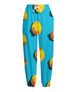 Yellow Rubber Ducks Print Fleece Lined Knit Pants