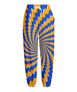Yellow Spiral Moving Optical Illusion Fleece Lined Knit Pants