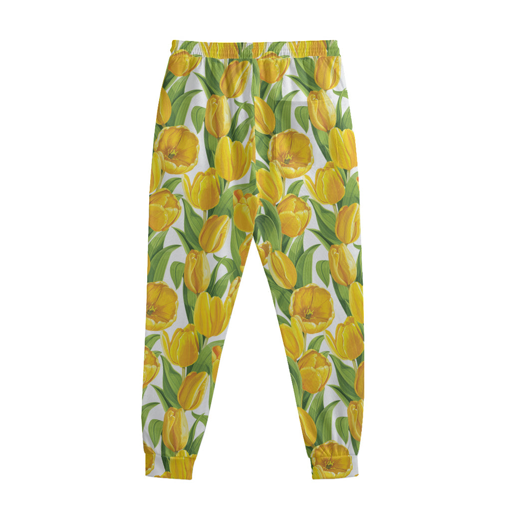 Yellow Spring Tulip Pattern Print Sweatpants Yellow Spring Tulip Pattern Print Sweatpants