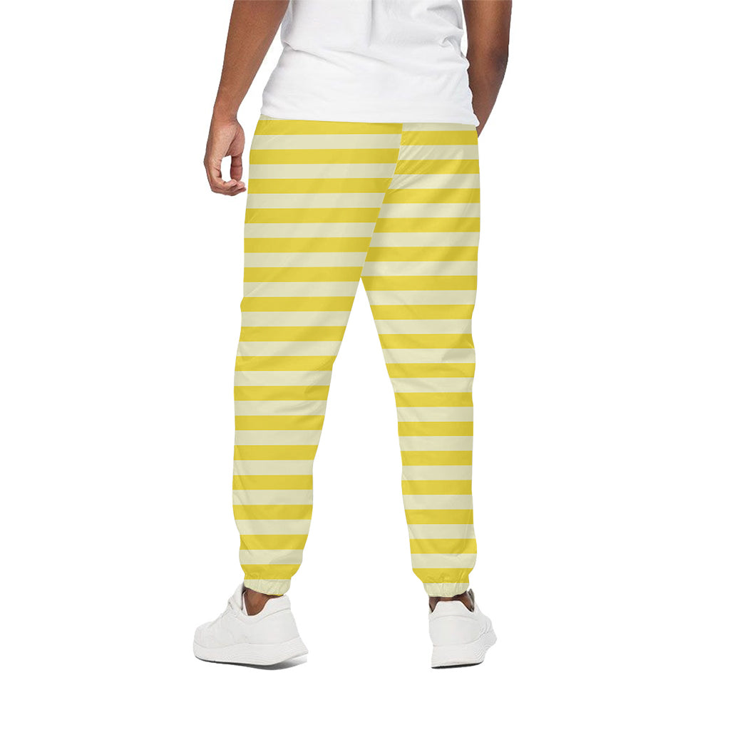 Yellow Striped Pattern Print Cotton Sweatpants Yellow Striped Pattern Print Cotton Sweatpants