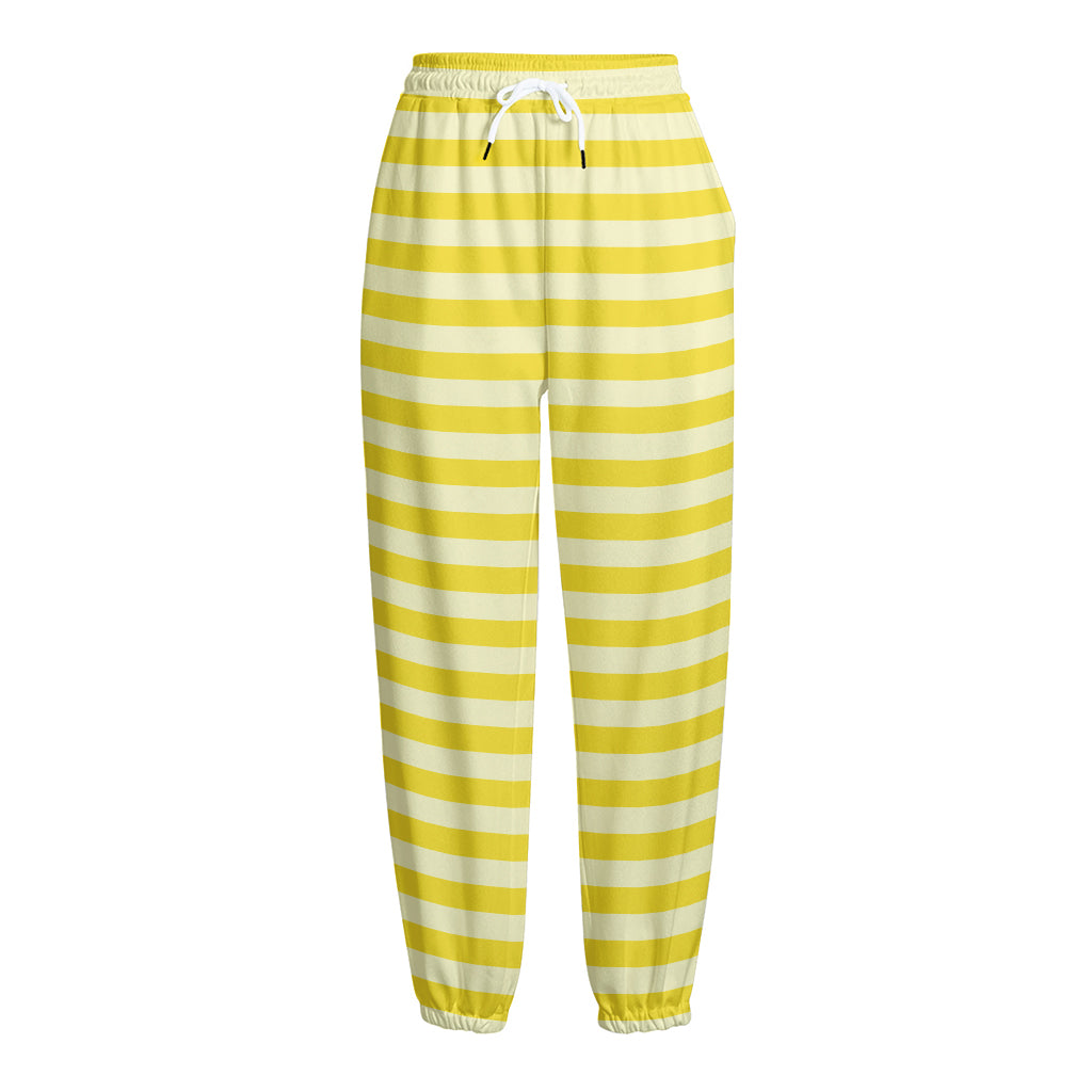 Yellow Striped Pattern Print Fleece Lined Knit Pants Yellow Striped Pattern Print Fleece Lined Knit Pants