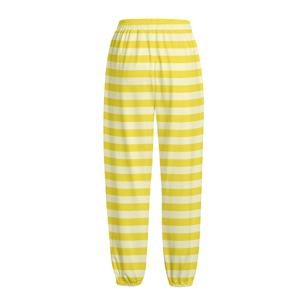 Yellow Striped Pattern Print Fleece Lined Knit Pants Yellow Striped Pattern Print Fleece Lined Knit Pants