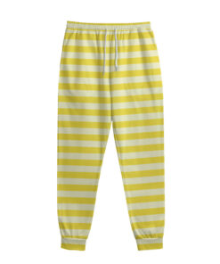 Yellow Striped Pattern Print Sweatpants